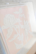 Load image into Gallery viewer, Peony Posey in Pink, Original Artwork by Kendal Blanchard, Southern artist, Southern art, Flower art, Botanical art, Textured art, Collaged art, Classic artwork, Timeless art, Blue and white artwork, Foliage artwork, Traditional artwork, Original artwork, Traditional home artwork, Painted flowers, Botanicals  Florals, Floral artwork, Coastal artwork
