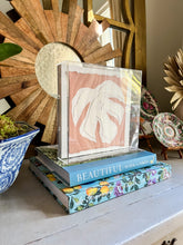 Load image into Gallery viewer, Monstera Leaf in Pink, Original Artwork by Kendal Blanchard, Southern artist, Southern art, Flower art, Botanical art, Textured art, Collaged art, Classic artwork, Timeless art, Blue and white artwork, Foliage artwork, Traditional artwork, Original artwork, Traditional home artwork, Painted flowers, Botanicals  Florals, Floral artwork, Coastal artwork

